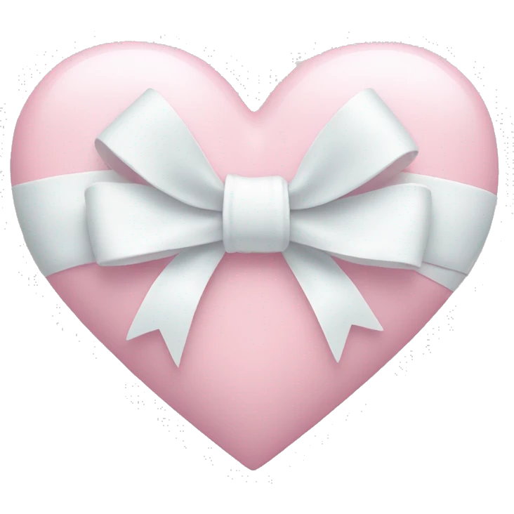 Pastel pink heart with white bow emoji