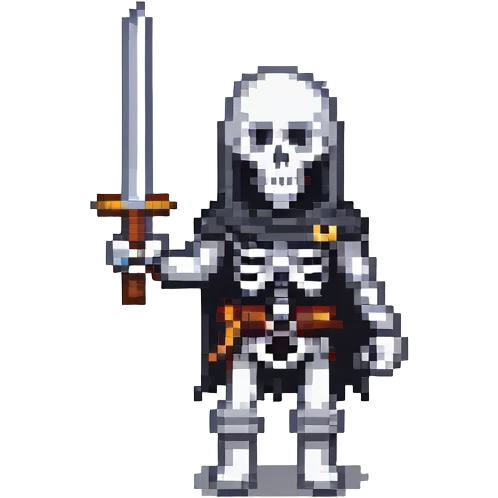 skeleton with a sword, standing pose emoji