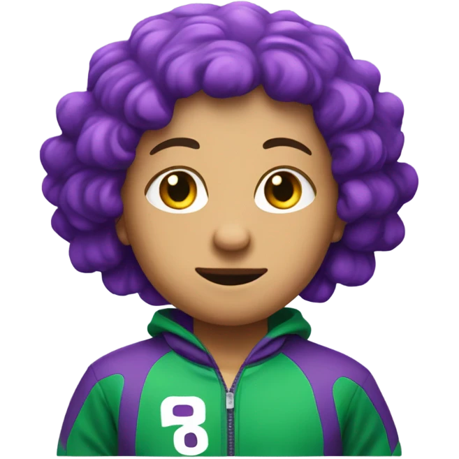 Person with purple hair and in squid games outfit emoji