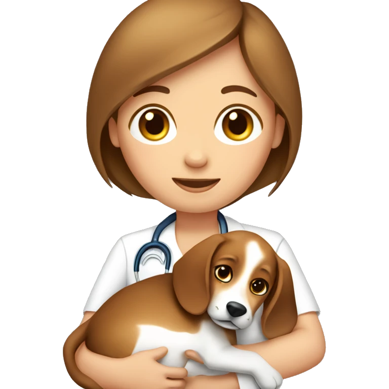  Beagle dog cuddles pediatrician women with medium brown hair  emoji