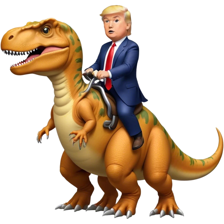 Donald Trump riding T-rex emoji