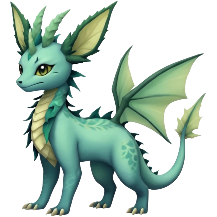 Gloomy dusky dark greyish dull-colored ethereal elemental swampy Salandit-Leafeon-Vaporeon-Amaura-hybrid-fusion (full body) emoji