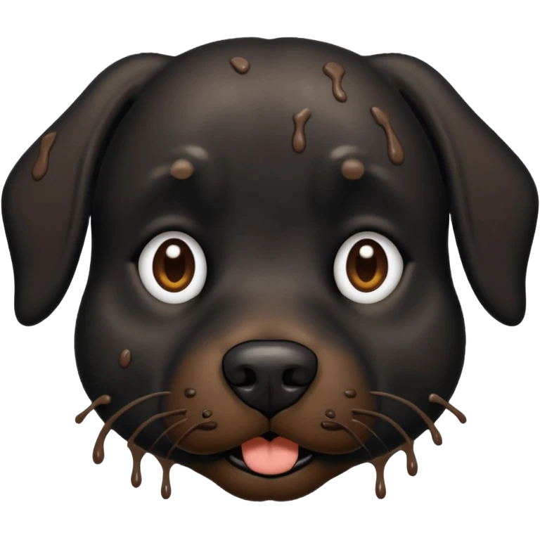 very muddy and dirty black dog face that doesnt look like pattern emoji