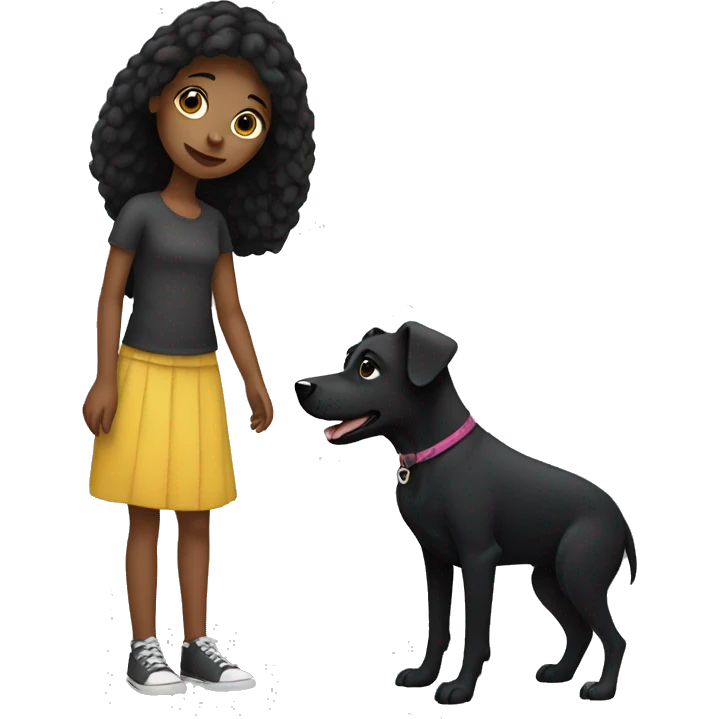 girl with black dog  emoji