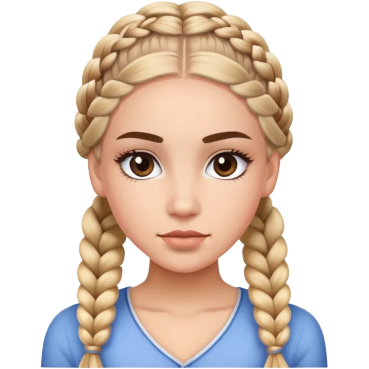 Beautiful character with Dutch braids, long dramatic eyelashes, and a very attractive face emoji