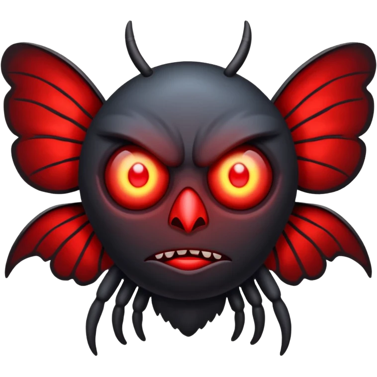 Create a scary emoji of the mothman with bright red eyes emoji