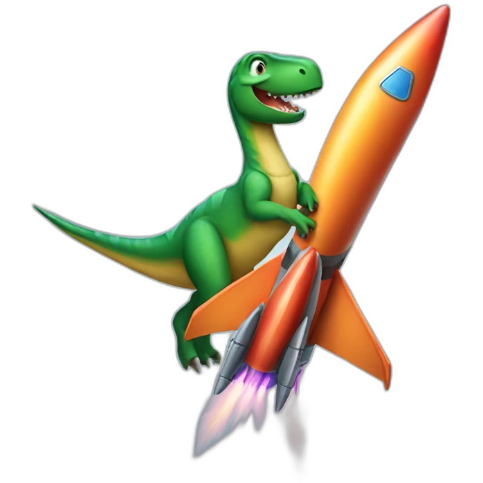 dinosaur riding a rocket emoji