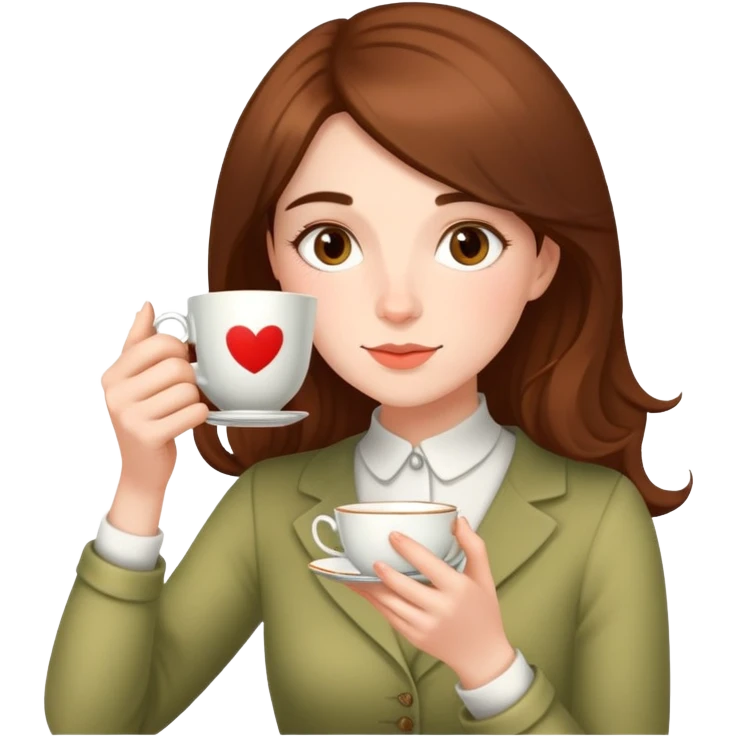 British girl sipping tea with well-defined natural hands holding teacup properly emoji