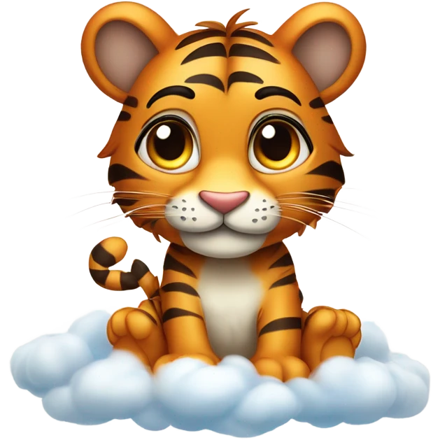 Cute tiger sitting on a cloud emoji