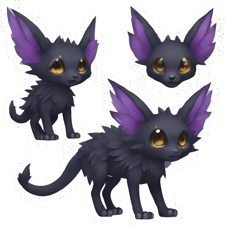 Kawaii edgy fantasy dark-themed animal hybrid Fakemon full body emoji