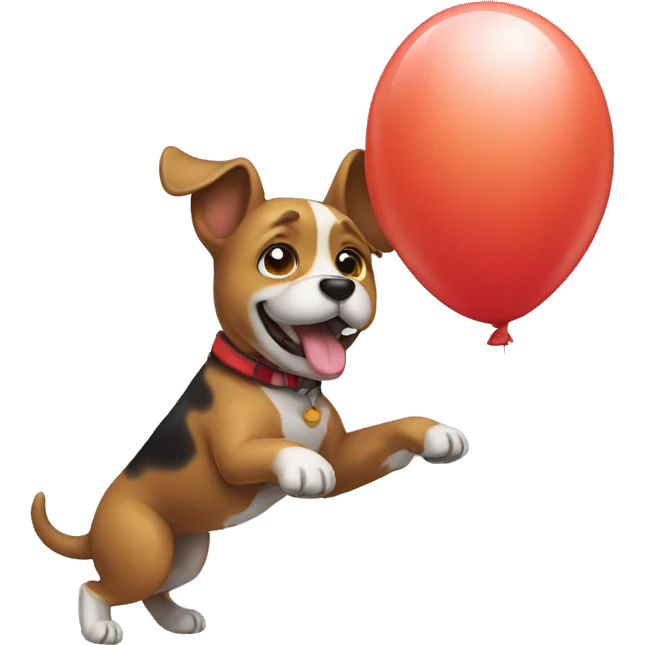 A dog playing with a ballon emoji