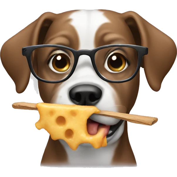 Dog eating with glasses  emoji