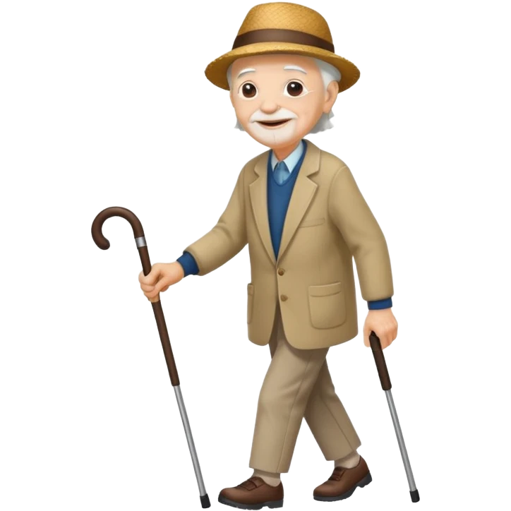 IDOSO COM BENGALA ANDANDO emoji