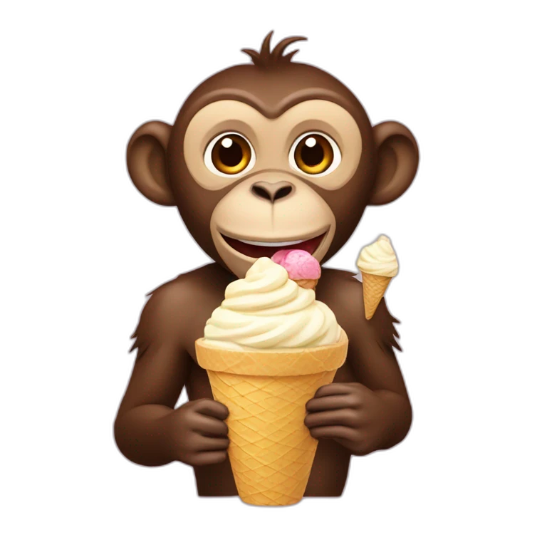 Monkey eating ice cream emoji