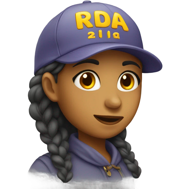 girl with a hat and rida written on  emoji