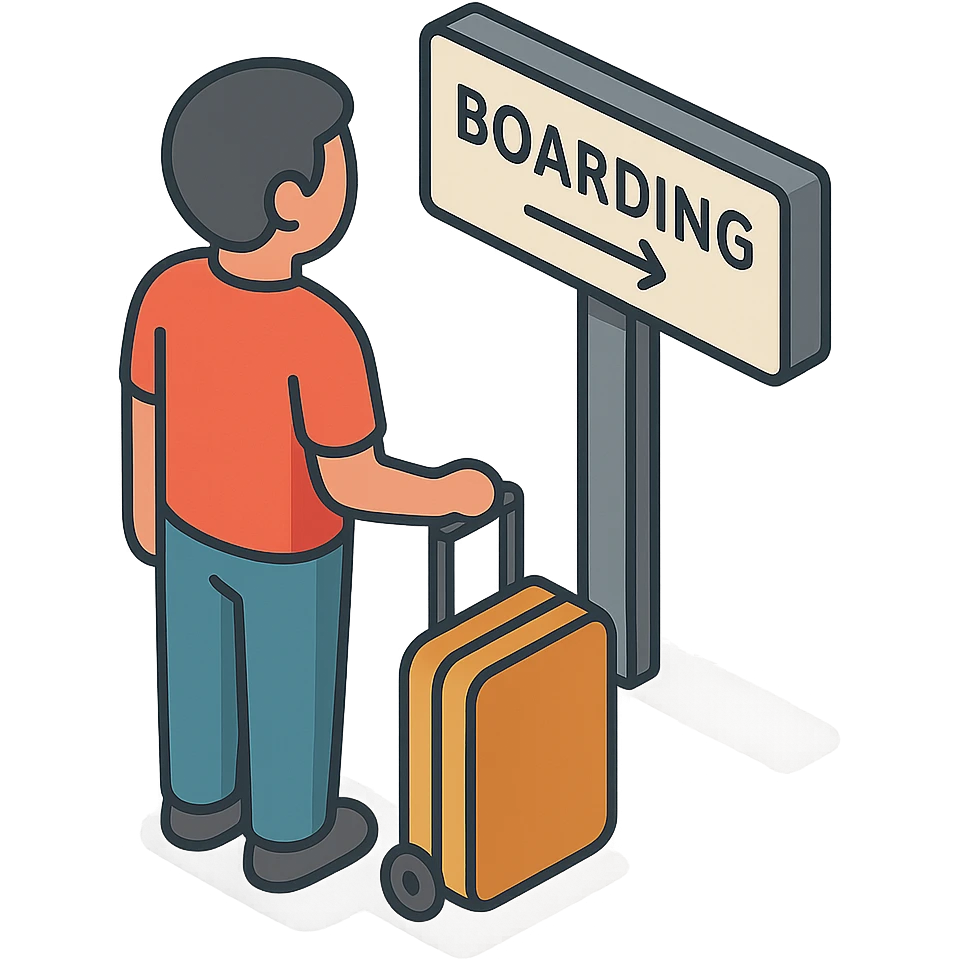 the man standing at boarding gate emoji