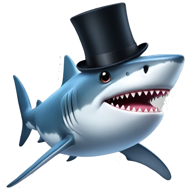 Shark with a top hat emoji