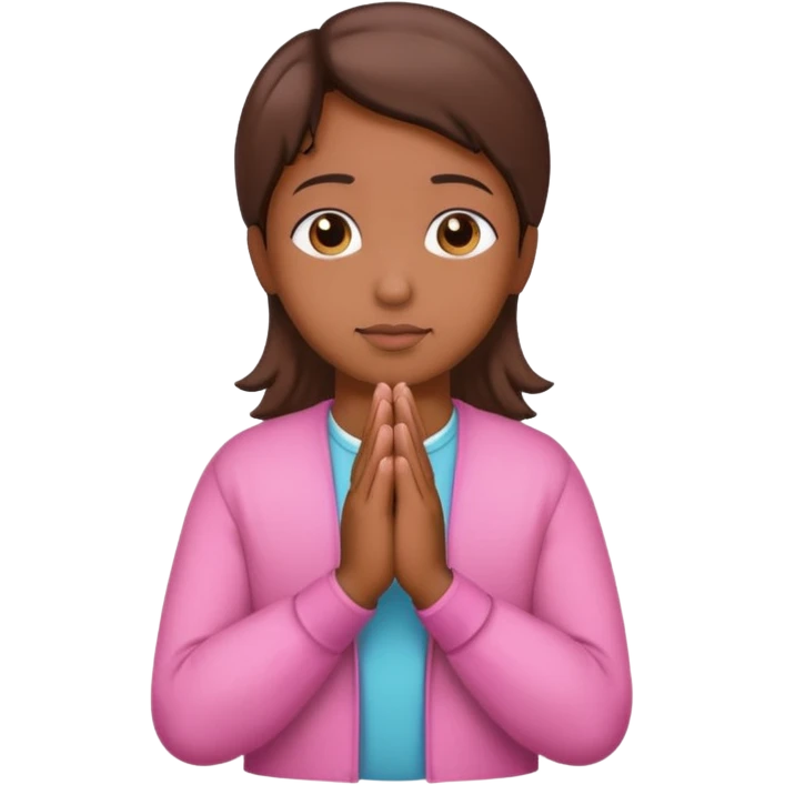 Brown praying hands with pink sleeves emoji