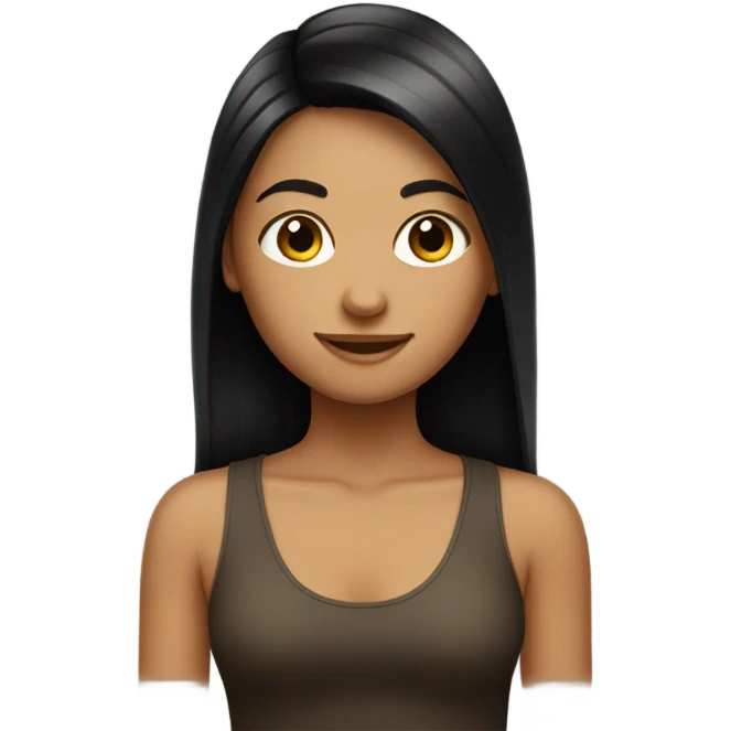tan skinned girl straightening long black hair emoji