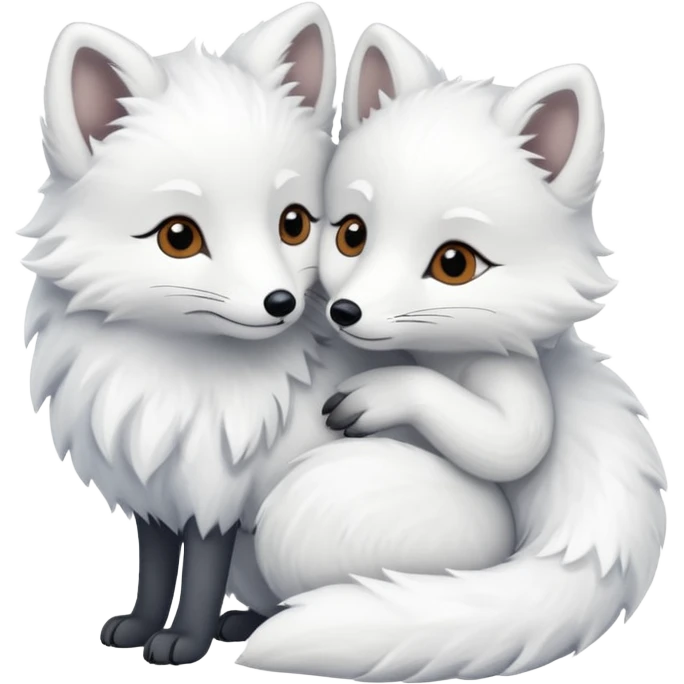 But white and arctic fox embracing emoji