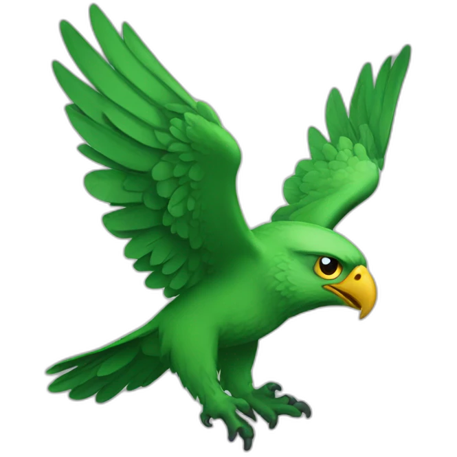 green hawk with the wings wide emoji