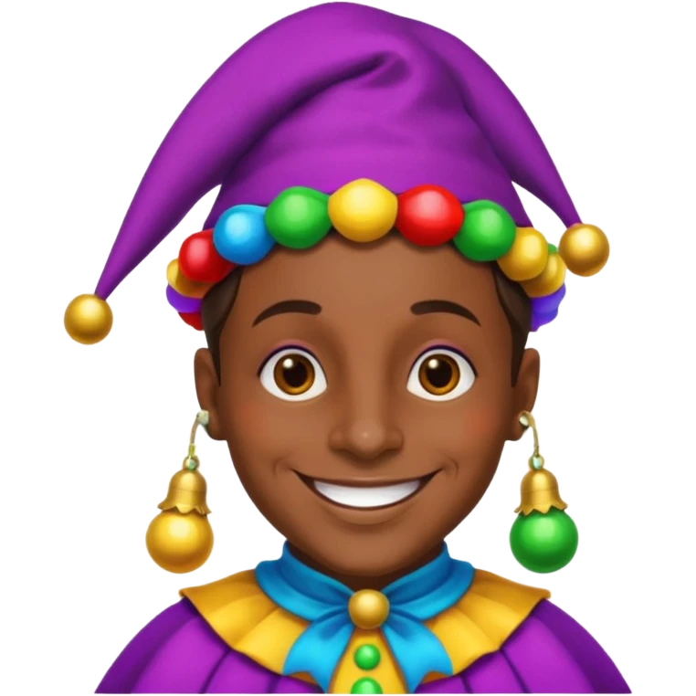 Dark brown skin jester  emoji