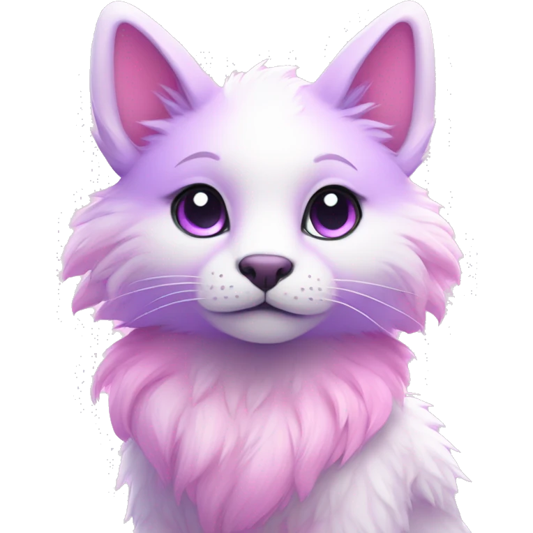 Kawaii colorful bright light pastel lilac-pink-white-gradient fantasy ethereal anthro fursona animal creature emoji