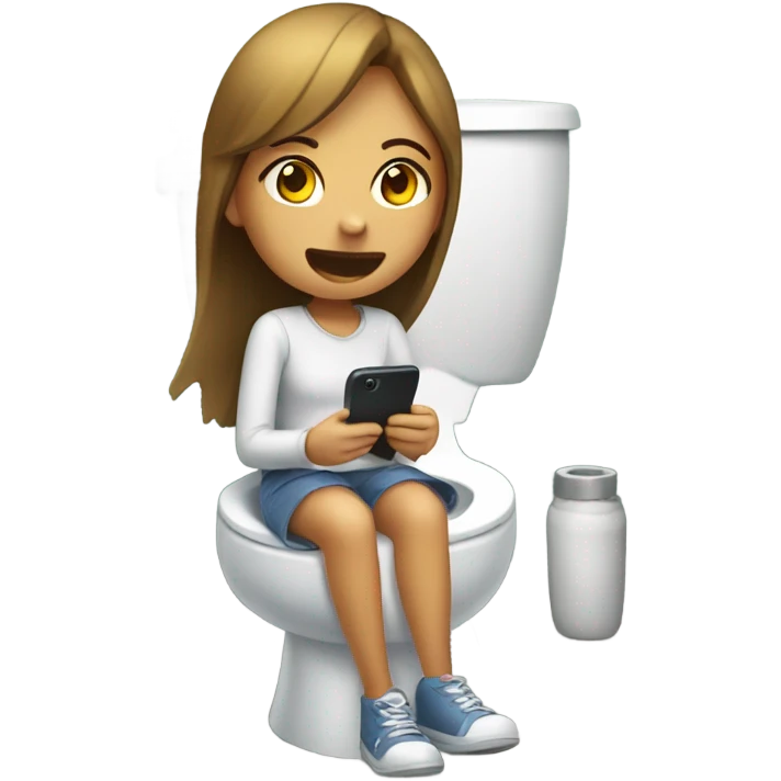 Girl sitting on the phone in the toilet emoji