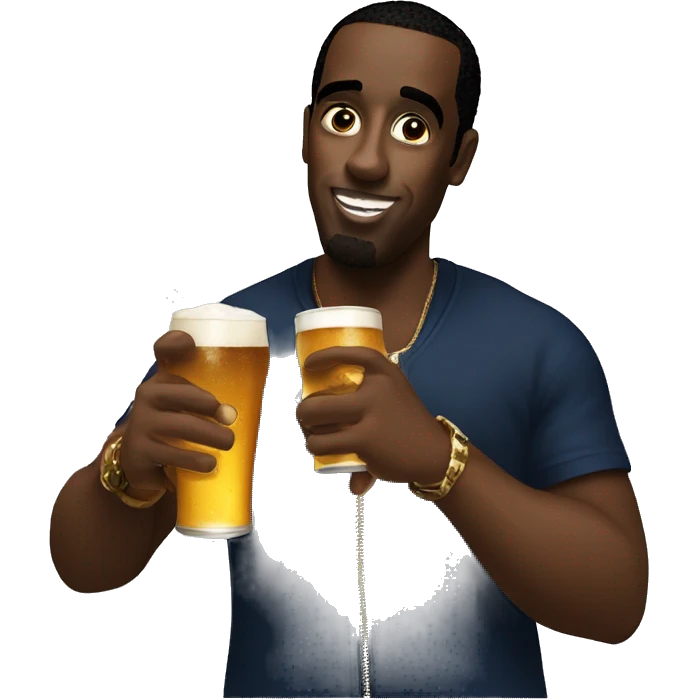 p diddy geting drink beer emoji