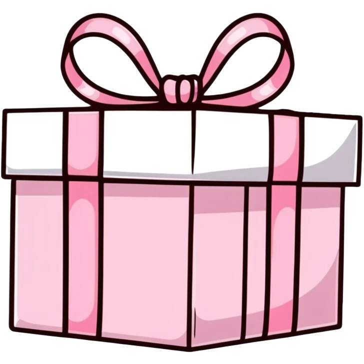 cute pink pastel gift box with ribbon, baby pink color emoji