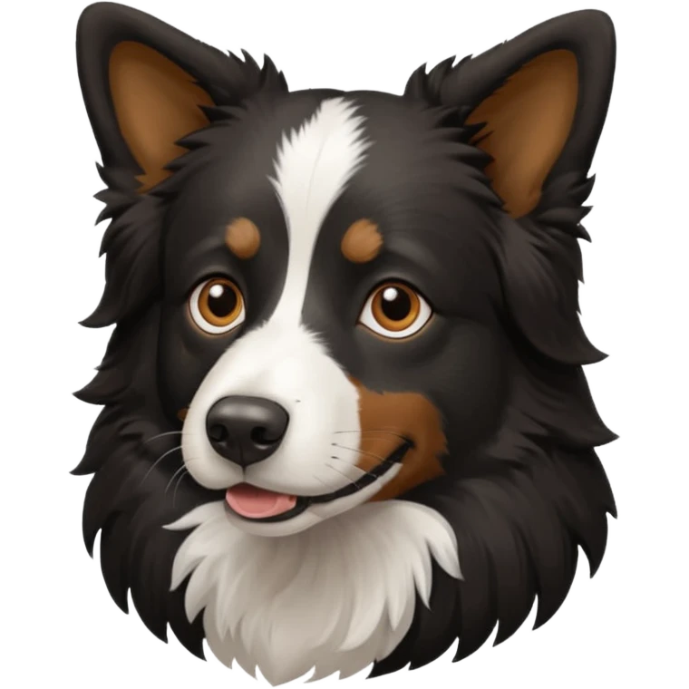 border collie predominantly black fur with brown on the eyebrows and neck emoji