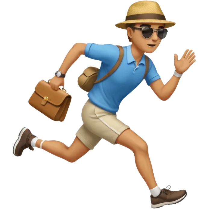 Man trying to catch up to car emoji