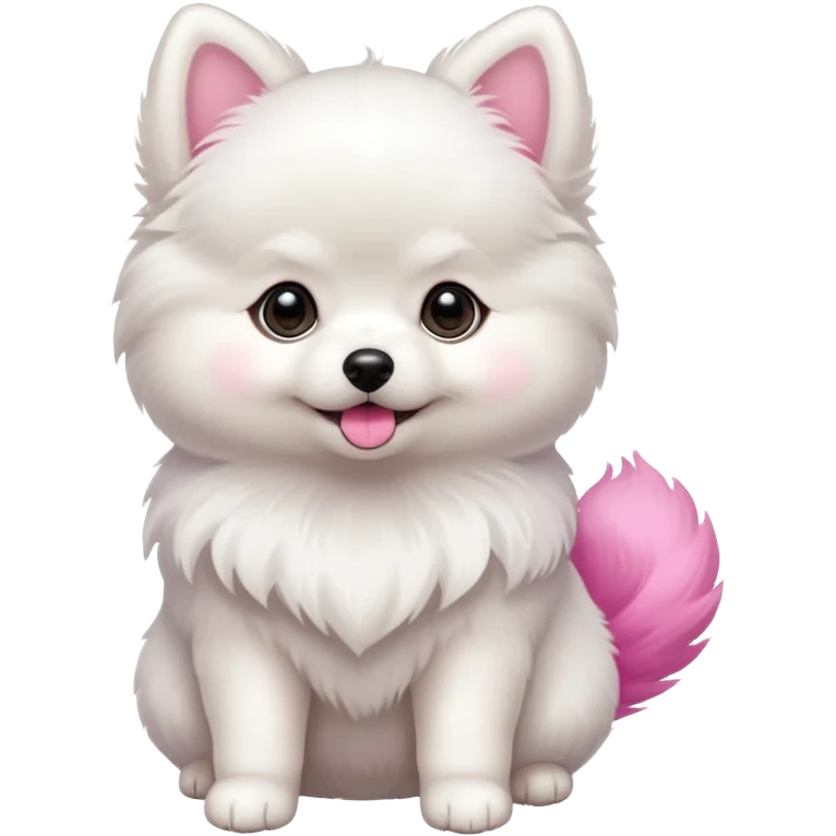 White pomeranian puppy pink tail emoji