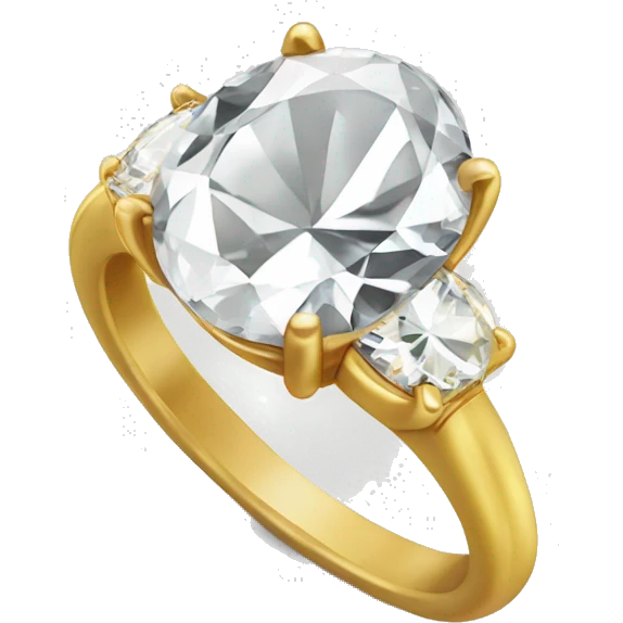 gold ring with a large oval cut diamond sticking out of it emoji