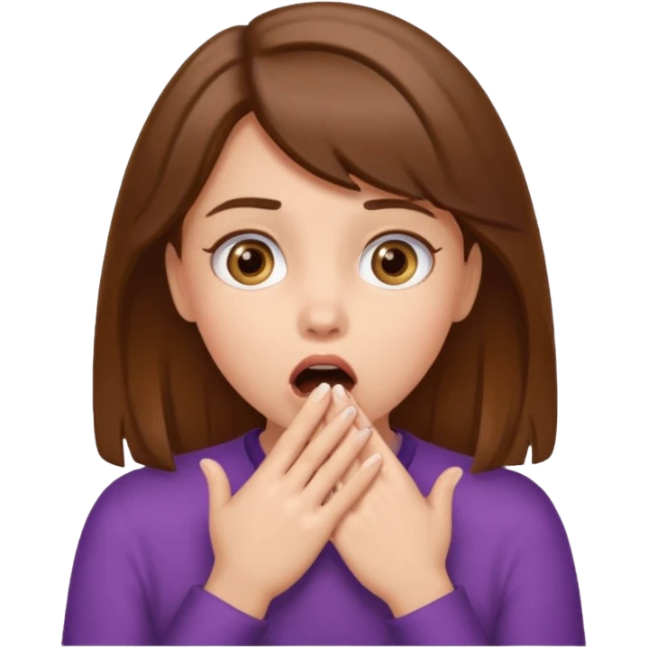 elleri ağzında şaşrımıs bir kız çocuğu emoji