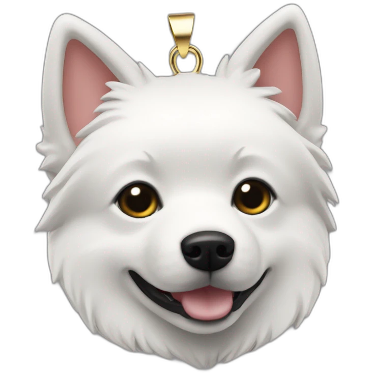 Schipperke dog white head with black hair with BMW pendant emoji
