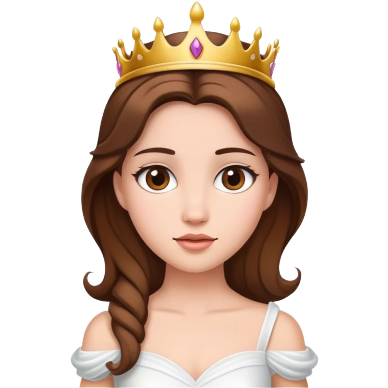 Princess with white dress and brown hair emoji