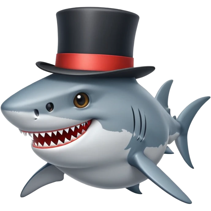 Shark with a top hat emoji