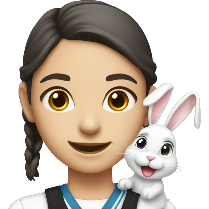 a school girl in uniform with bunny ears smiling emoji