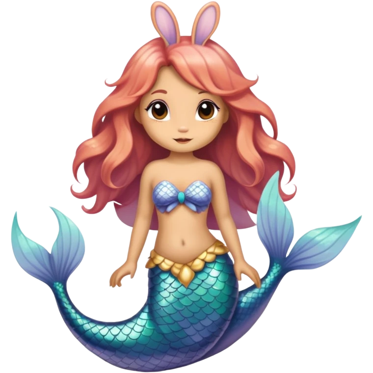 Mermaid rabbit with scales and floppy ears emoji