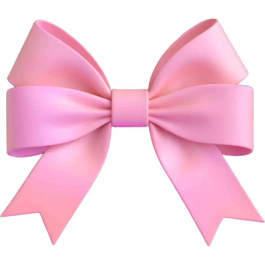 3D emoji style bow, pastel pink, pearlescent finish emoji