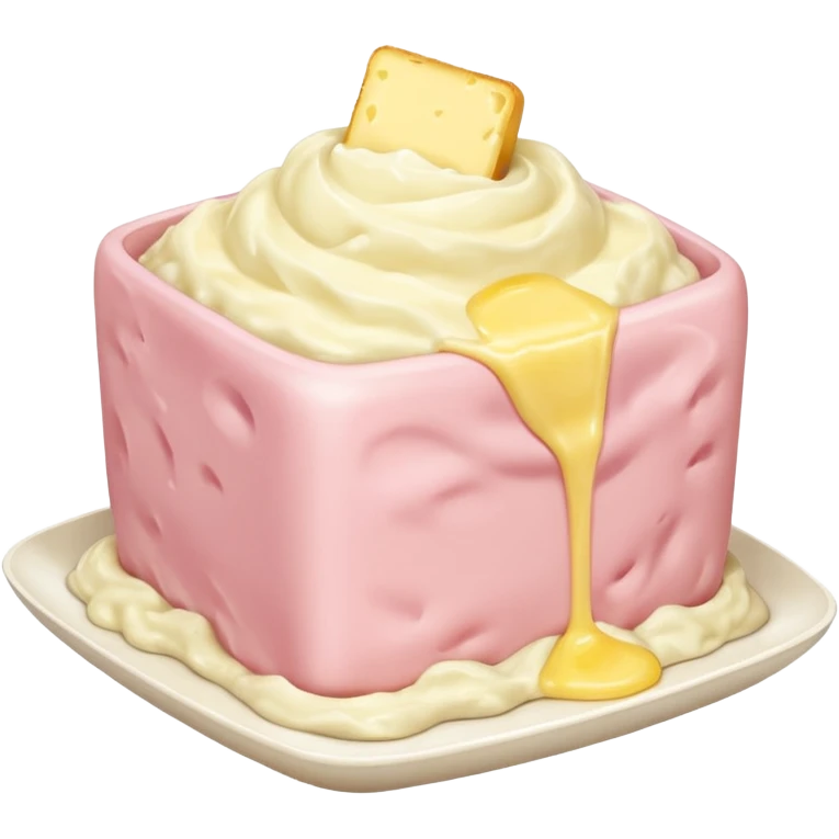 Light Pink mashed potatoes with a square of melting butter on top emoji