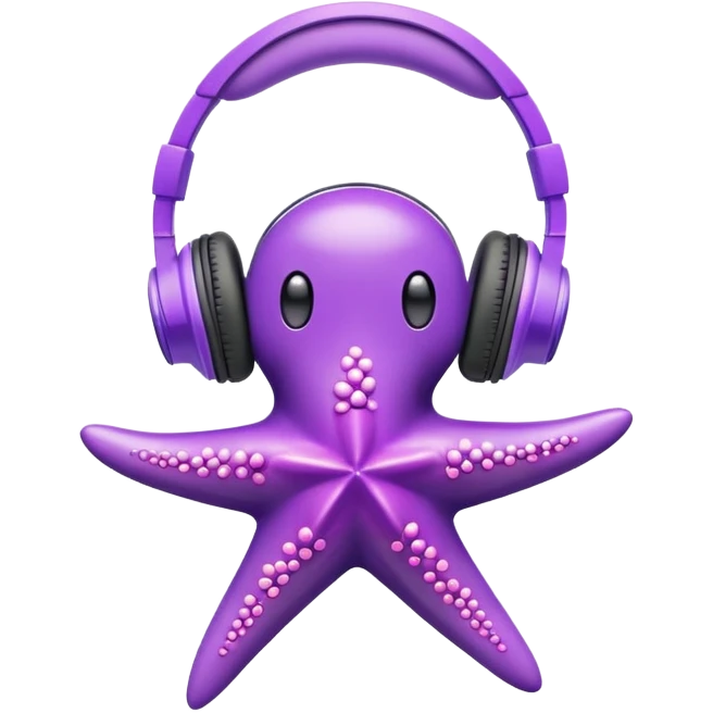 Purple Seastar with headphones emoji