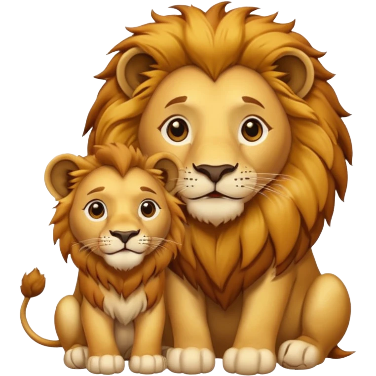 A lion with his cub. emoji