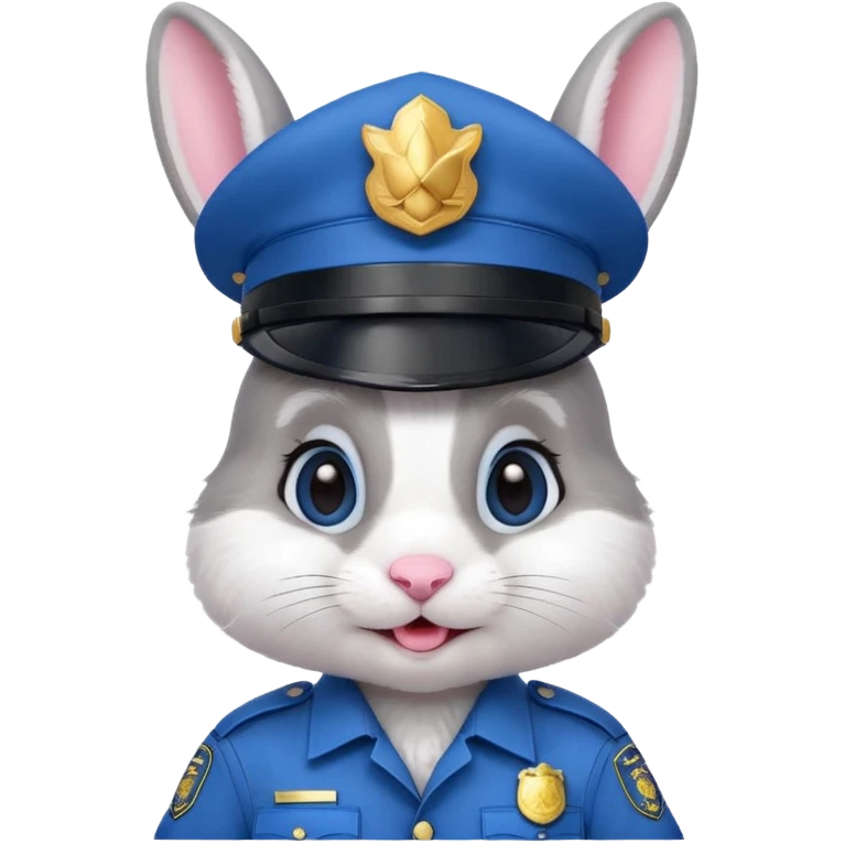 cute Rabbit police, blue uniform including helmet of uniform emoji