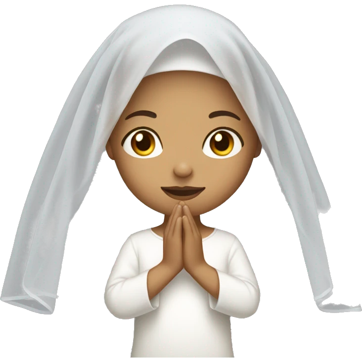 Light skin girl praying with white veil  emoji