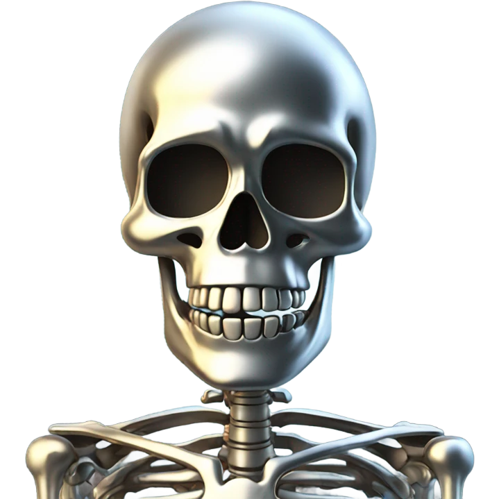 skeleton made out of chrome emoji