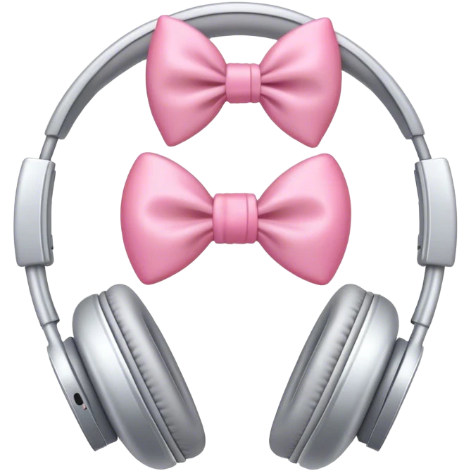 silver apple headphone with pinky bow emoji