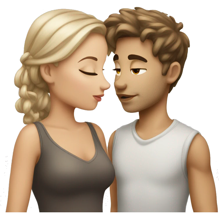 kissing boy and girl white skin  emoji