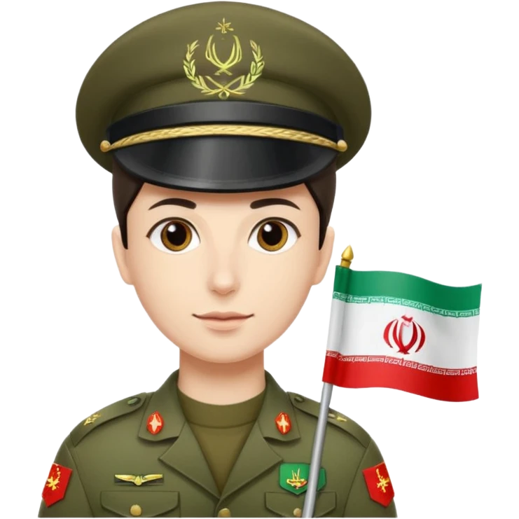 دقیق کلاه سرباز و پرچم ایران emoji